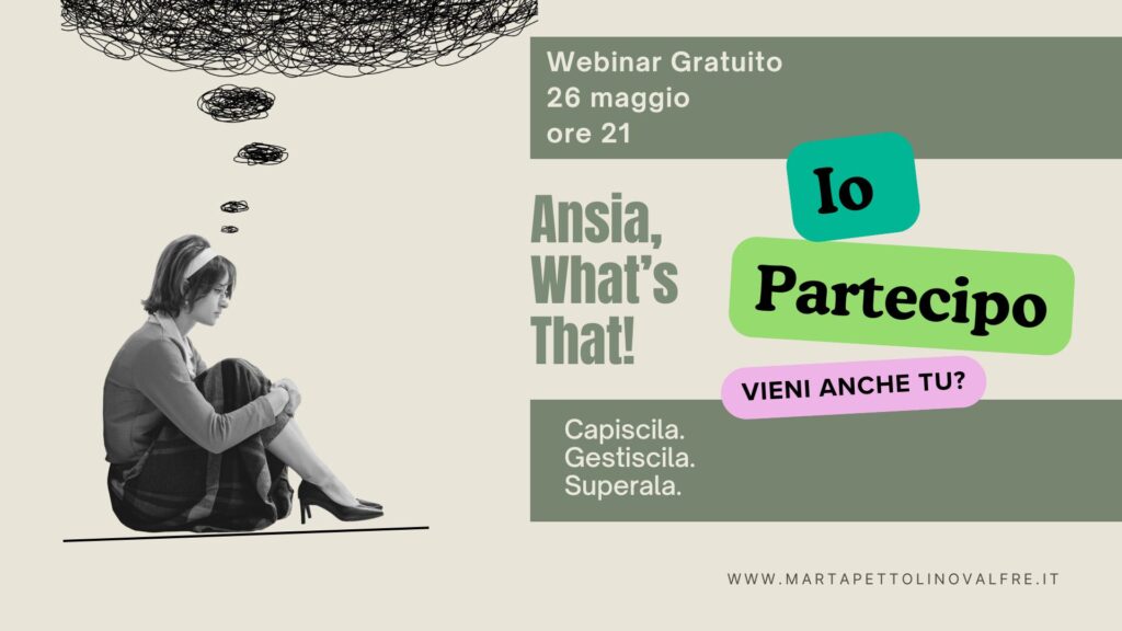 Screenshot dell'adesione alla partecipazione al webinar: Ansia, Whats That